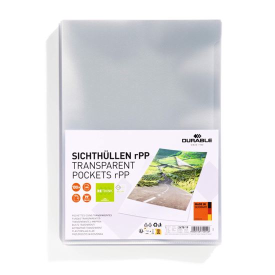 Obrázek z Zakládací obal A4 Durable Premium RECY - tvar L / 100 my / 100 ks