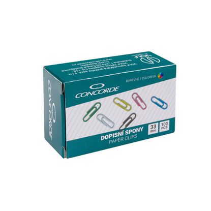 Obrázek Dopisní spony CONCORDE barevné - 32 mm / 100 ks