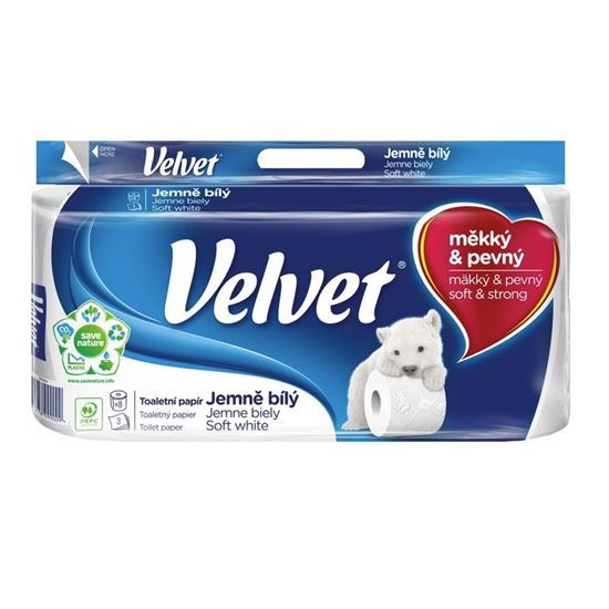 Obrázek z Papír toaletní Velvet white 3-vrstý / 8 ks