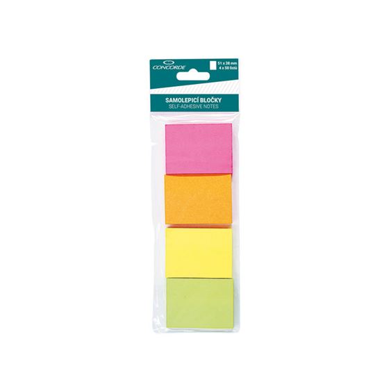 Obrázek z Samolepicí bločky Concorde neonové - 51 mm x 38 mm / 4 ks