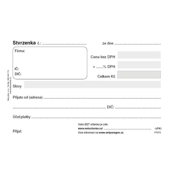 Obrázek z Stvrzenka Baloušek A6 / 50 listů / NCR / PT070
