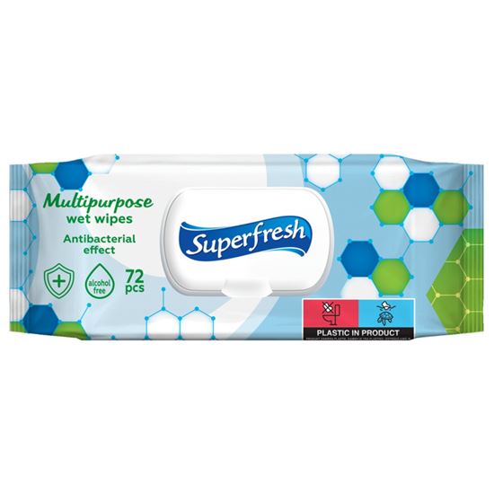 Obrázek z Vlhčené ubrousky Superfresh antibakteriální - 72 ks