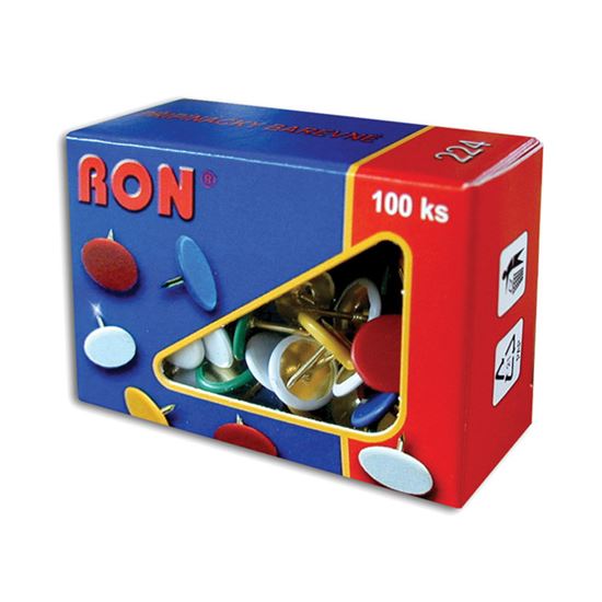 Obrázek z Připínáčky barevné RON - 100 ks / barevný mix