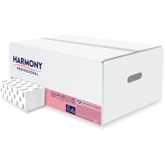 Obrázek z Papírové ručníky skládané Z-Z Harmony bílé / 2-vrstvé / 150 ks