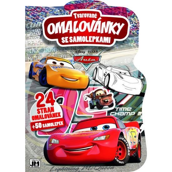 Obrázek z Omalovánky A4 tvarované se samolepkami - Auta