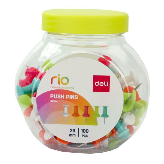 Obrázek z Špendlíky na nástěnku DELI - 100 ks / barevný mix