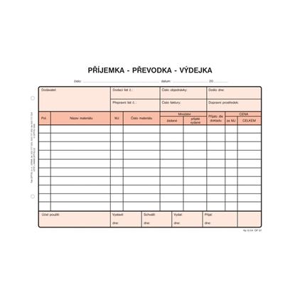 Obrázek Optys 1087 příjemka - převodka - výdejka 100 listů NCR A5