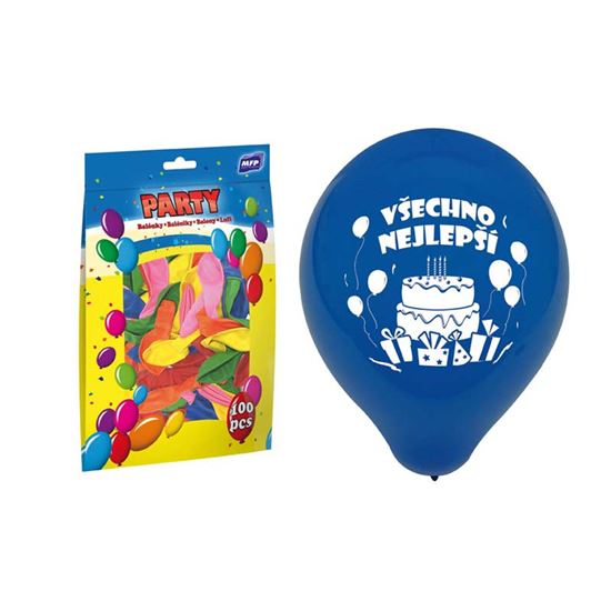 Obrázek z Balónek nafukovací - vel. M / 100 ks Všechno nejlepší