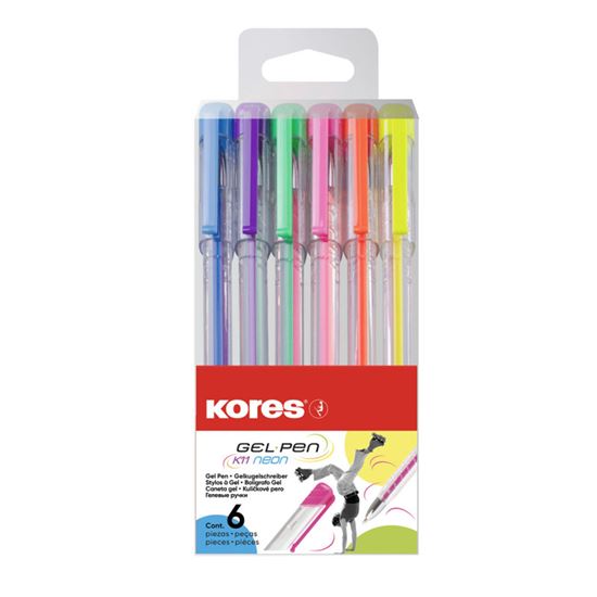 Obrázek z Kuličkové pero Kores K11-Pen NEON - sada 6 ks