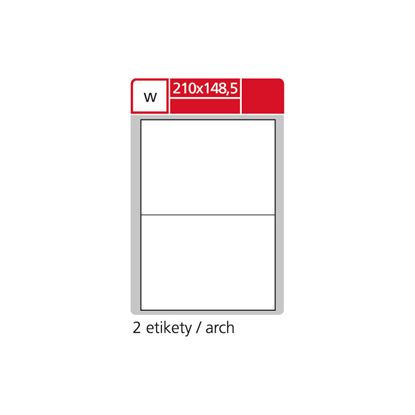 Obrázek Print etikety A4 pro laserový tisk - 210 x 148,5 mm (2 etikety / arch ) / transparentní polyester. folie bílá