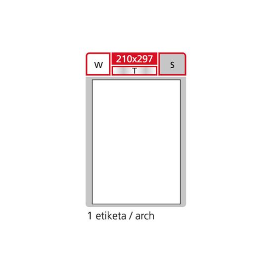 Obrázek z Print etikety A4 pro laserový a inkoustový tisk - 210 x 297 mm (1 etiketa / arch ) folie / bílá