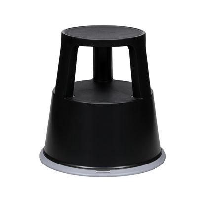 Obrázek Pojízdná kovová kruhová stolička - černá