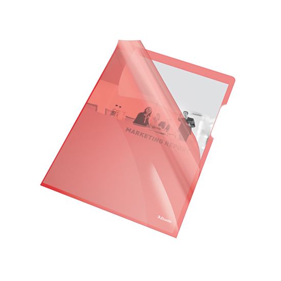 Obrázek z Zakládací obal A4 silný barevný - tvar L / červená 25 ks