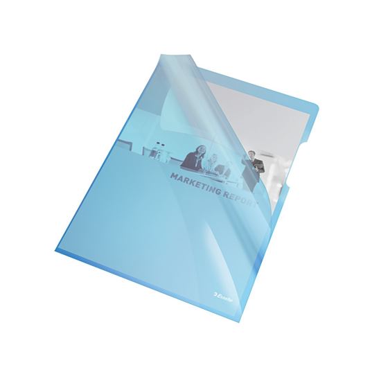 Obrázek z Zakládací obal A4 silný barevný - tvar L / modrá 25 ks