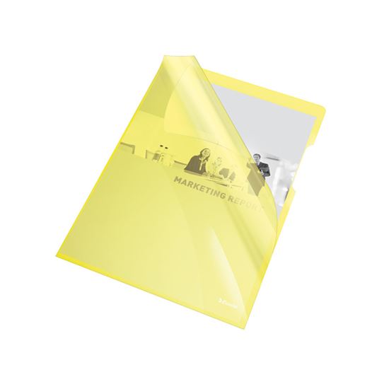 Obrázek z Zakládací obal A4 silný barevný - tvar L / žlutá 25 ks