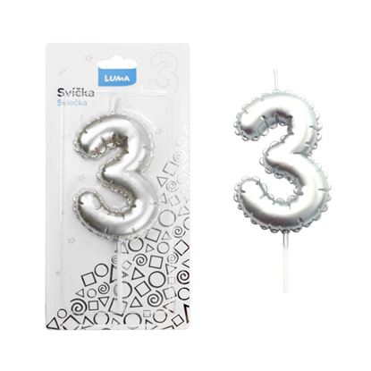 Obrázek Svíčka dortová č. 3 - stříbrná