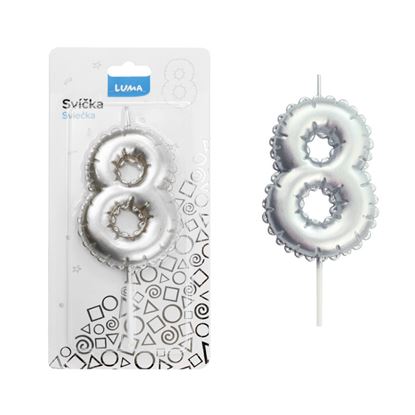 Obrázek Svíčka dortová č. 8 - stříbrná