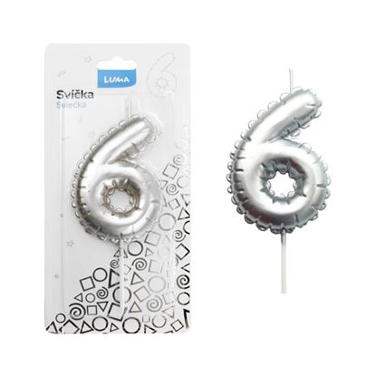Obrázek Svíčka dortová č. 6 - stříbrná