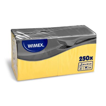 Obrázek Wimex papírové ubrousky koktejlové žluté 2-vrstvé 24 cm x 24 cm 250ks