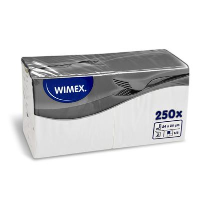 Obrázek Wimex papírové ubrousky koktejlové bílé 2-vrstvé 24 cm x 24 cm 250ks