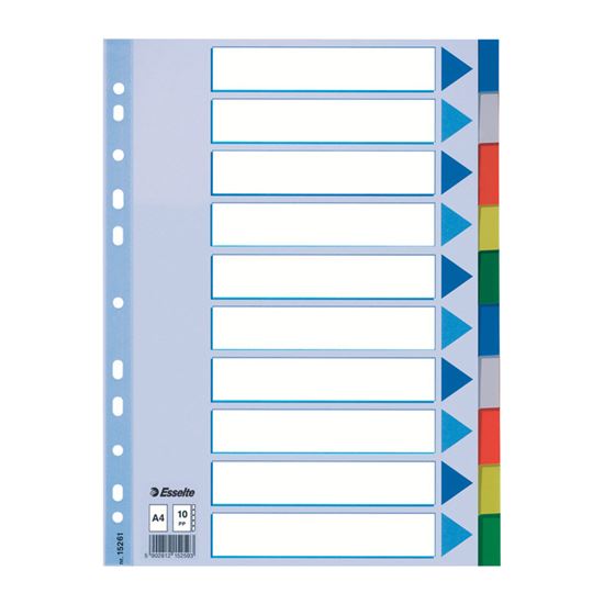 Obrázek z Rozdružovač A4 plastový Esselte - barevný / 10 listů