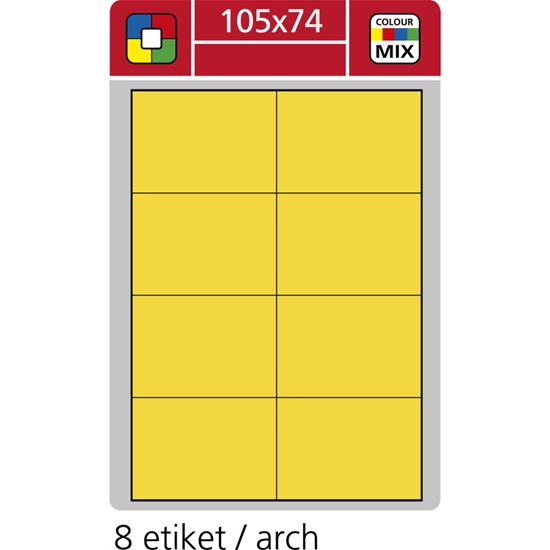 Obrázek z Print etikety A4 pro laserový a inkoustový tisk - 105 x 74 mm (8 etiket/ arch) žlutá