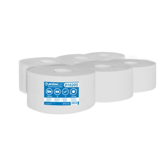 Obrázek z Papír toaletní PrimaSoft Jumbo bílý - průměr 190 mm