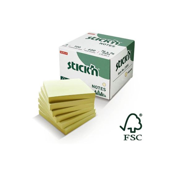Obrázek z Samolepicí bločky Stick´n by Hopax FSC - 76 x 76 mm / 6 x 100 lístků / pastelově žlutá