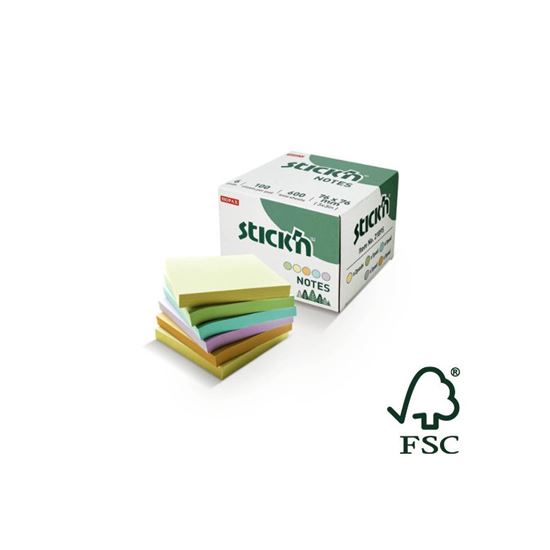 Obrázek z Samolepicí bločky Stick´n by Hopax FSC - 76 x 76 mm / 6 x 100 lístků / pastelové barvy