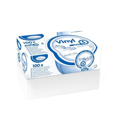 Obrázek Ochranné rukavice vinylové - nepudrované / velikost S / 100 ks