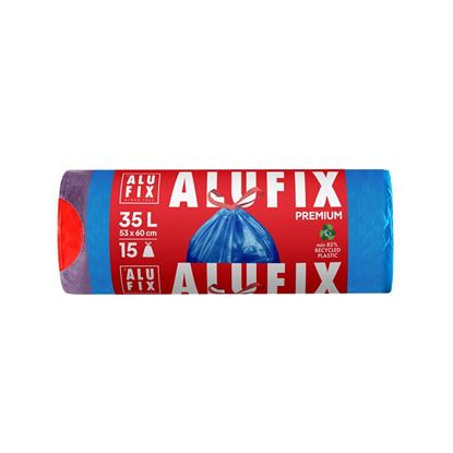 Obrázek Pytle do koše Alufix Premium stahovací - 60x50cm / 35l / 26my / 15ks / modrá