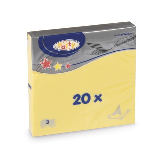Obrázek z Wimex papírové ubrousky žluté 3-vrstvé 33 cm x 33 cm 20 ks