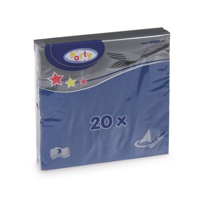 Obrázek Wimex papírové ubrousky modré 3-vrstvé 33 cm x 33 cm 20 ks