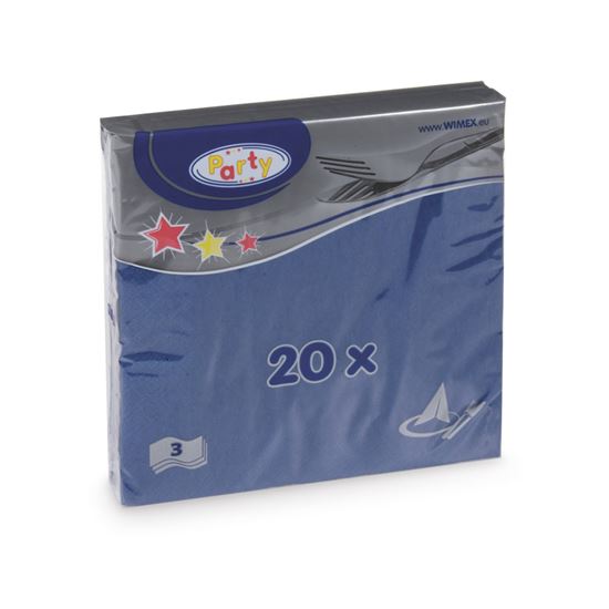 Obrázek z Wimex papírové ubrousky modré 3-vrstvé 33 cm x 33 cm 20 ks