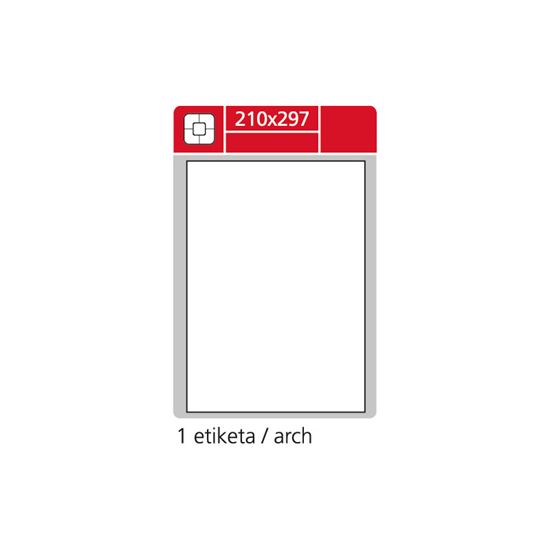 Obrázek z Print etikety A4 pro laserový a inkoustový tisk - 210 x 297 mm (1 etiketa / arch ) / snímatelné