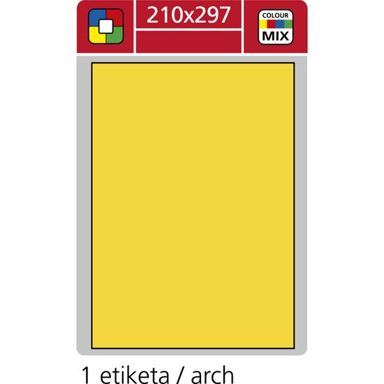 Obrázek z Print etikety A4 pro laserový a inkoustový tisk - 210 x 297 mm (1 etiketa/ arch) žlutá