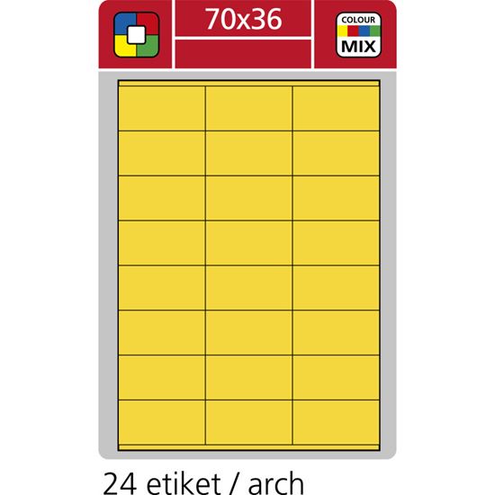 Obrázek z Print etikety A4 pro laserový a inkoustový tisk - 70 x 36 mm (24 etiket/ arch) žlutá