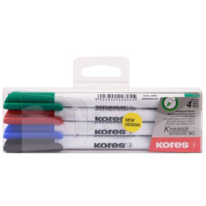 Obrázek Popisovač Kores K-Marker Whiteboard - sada 4 ks / kulatý tenký hrot