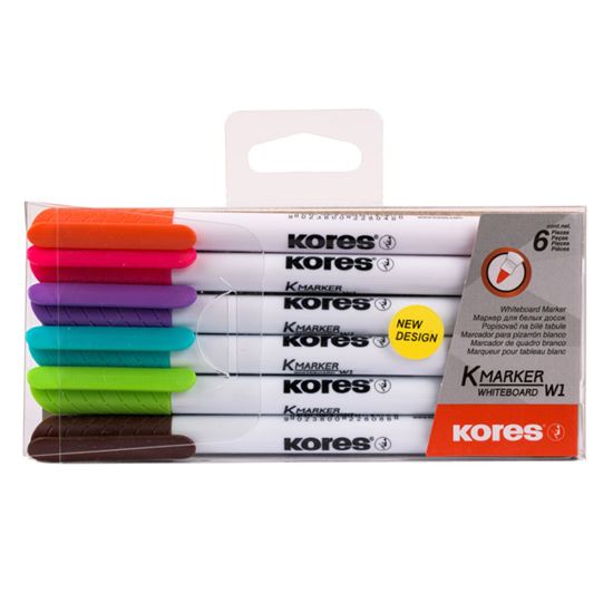 Obrázek z Popisovač Kores K-Marker Whiteboard - sada 6 ks / kulatý tenký hrot