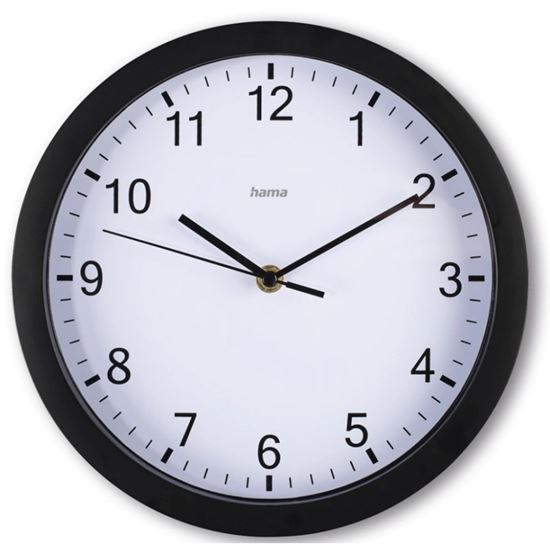 Obrázek z Nástěnné hodiny Hama Elba černé / tichý chod / průměr 25 cm