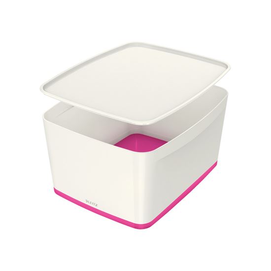 Obrázek z Organizační box MyBox - s víkem L / bílo - růžová