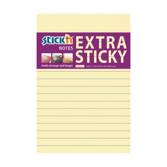 Obrázek z Samolepicí bločky Stick´n by Hopax Extra Sticky - 101 x 150 mm / linka / 90 lístků / pastelová žlutá