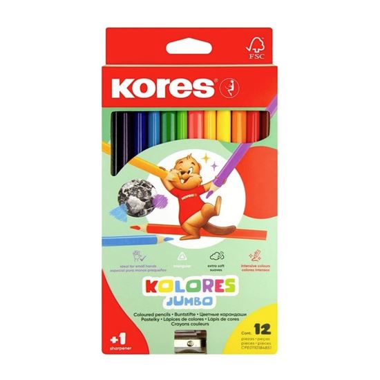 Obrázek z Pastelky Kores Kolores trojhranné / 12 barev / JUMBO