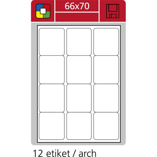 Obrázek z Print etikety A4 pro laserový a inkoustový tisk - 66 x 70 mm (12 etiket / arch)