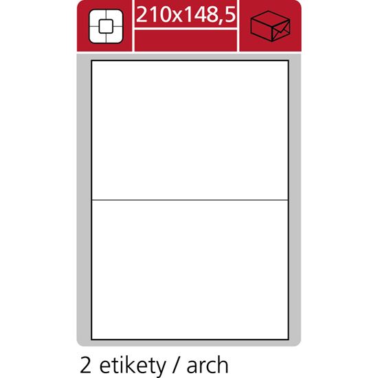 Obrázek z Print etikety A4 pro laserový a inkoustový tisk - 210 x 148,5 mm (2 etikety / arch)