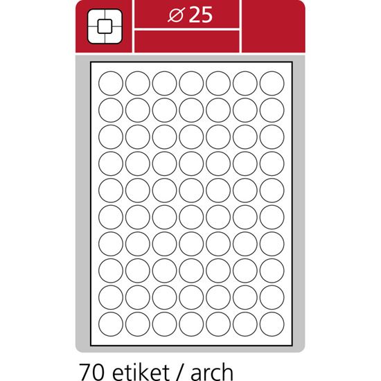 Obrázek z Print etikety A4 pro laserový a inkoustový tisk - kulaté průměr 25 mm ( 70 etiket / arch)