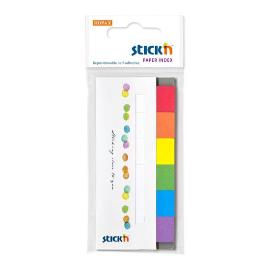 Obrázek z Samolepicí záložky Stick´n by Hopax - 15 x 45 mm / 6 x 30 lístků / duhové odstíny