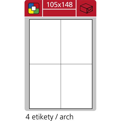Obrázek Print etikety A4 pro laserový a inkoustový tisk / 30 archů - 105 x 148 mm (4 etikety / arch)