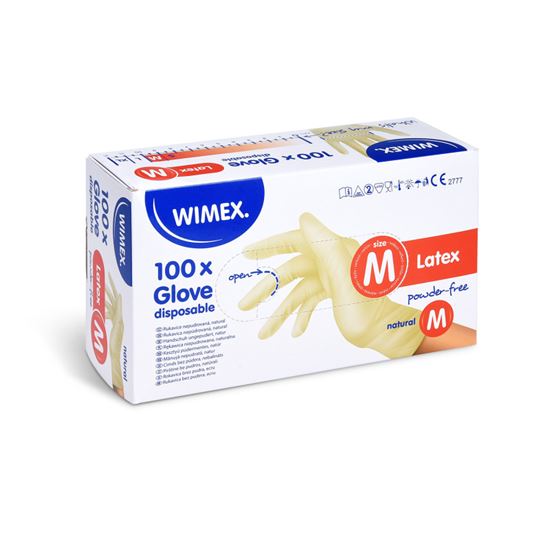 Obrázek z Ochranné rukavice latexové - nepudrované / velikost M / 100 ks