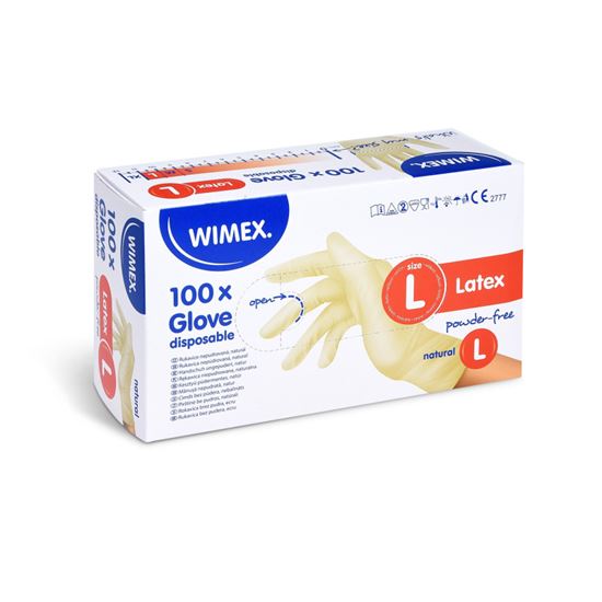 Obrázek z Ochranné rukavice latexové - nepudrované / velikost L / 100 ks